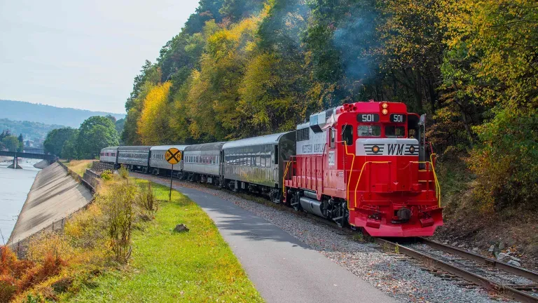 Western Maryland Scenic Railroad Traveling Along the Water