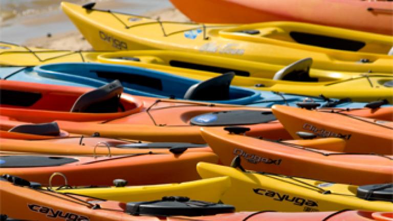 colorful kayaks