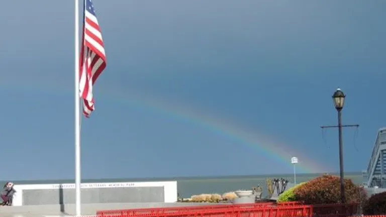 Chesapeake Beach with Rainbow over Water