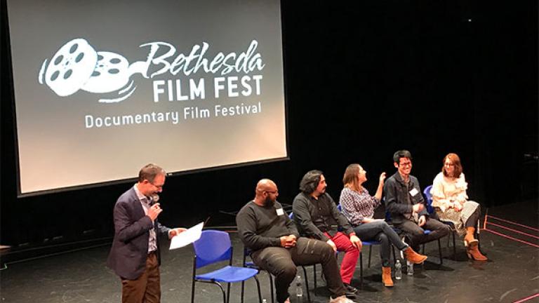 Filmmakers take questions from the audience after screenings