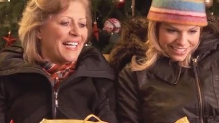 Two women holiday shopping