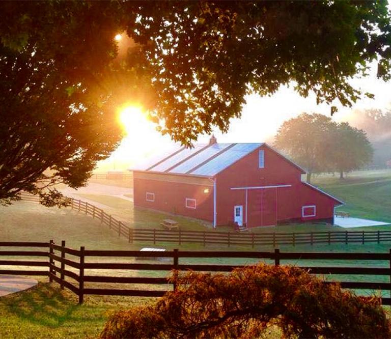 Red barn at vineyard