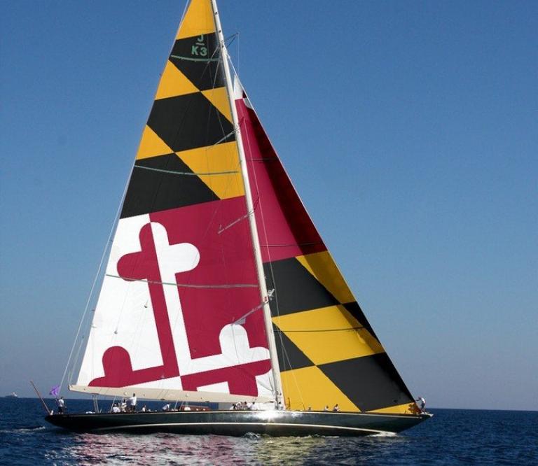 Sailboat with Maryland flag sail