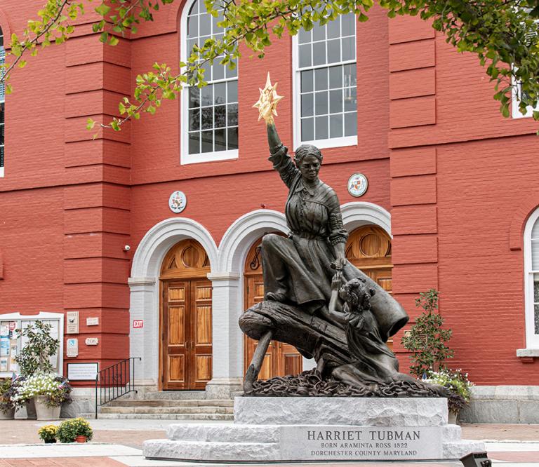 Tubman Statue at Dorchester County Courthouse, Cambridge, Maryland.