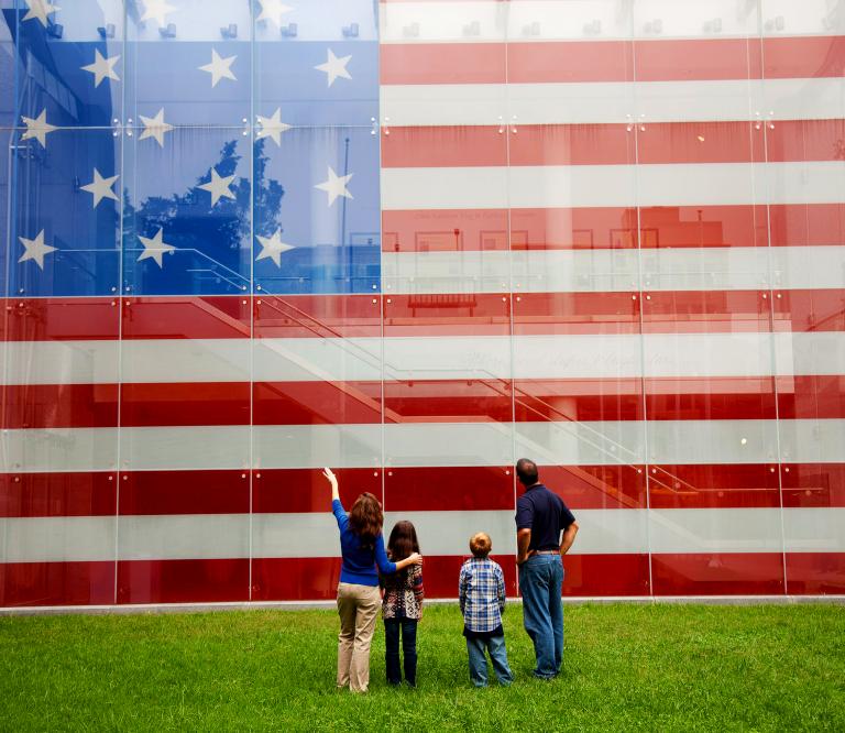 See the Star-Spangled Banner Flag House, the home where young Mary Pickersgill worked alongside others to hand sew the fifteen-star fifteen-stripe flag that flew over Fort McHenry in the Battle of Baltimore.