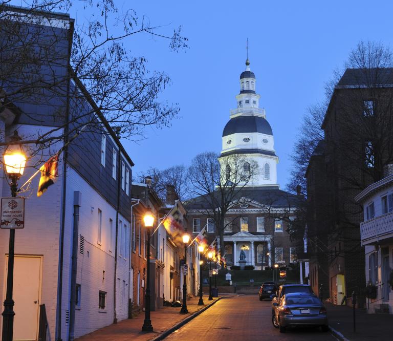 Maryland State House at dawn, Annapolis