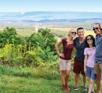 2 couples taking selfie