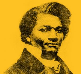 An illustrated visual of the bust of Frederick Douglass