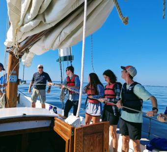 Raising Sail on Wilma Lee