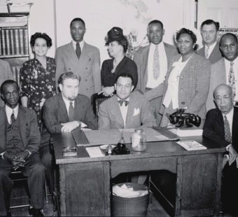 Group portrait inside Afro-American Newspaper office