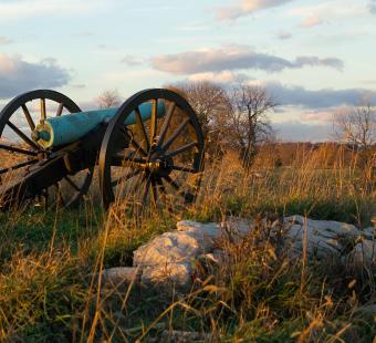 Canons in the high grass at Antietam National Battlefield