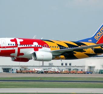 Southwest plane with MD flag