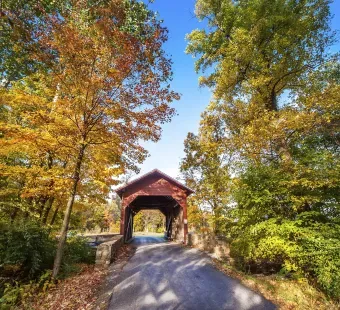 Roddy Road Covered Bridge, one of three remaining covered bridges in the area, is a great place for a picnic just off the byway.