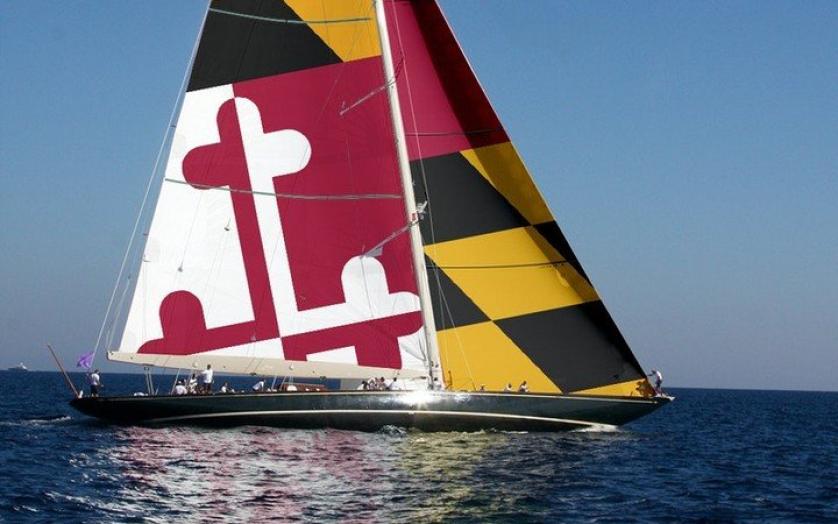 Sailboat with Maryland flag sail