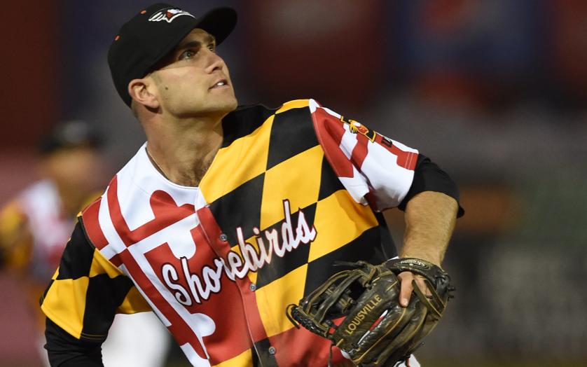 Delmarva Shorebirds Player Wear MD Flag Shirt