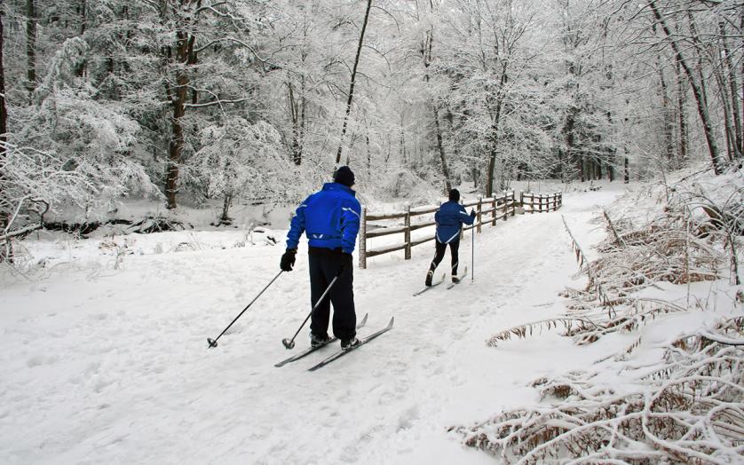 Two people Cross-Country Skiing at Deep Creek Lake