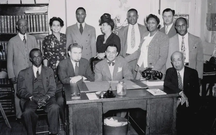 Group portrait inside Afro-American Newspaper office