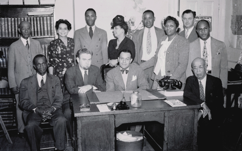Group portrait inside Afro-American Newspaper office