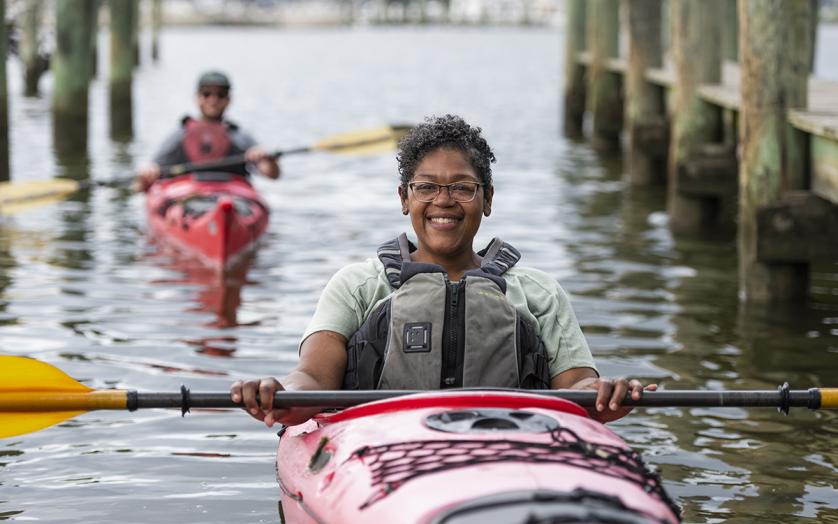 Two people Kayaking