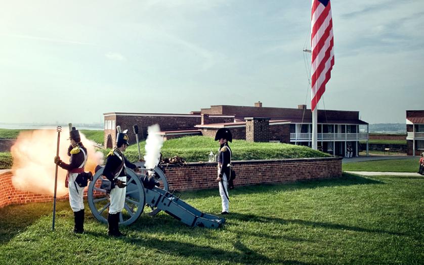 Watch battle reenactments at Fort McHenry in Baltimore.