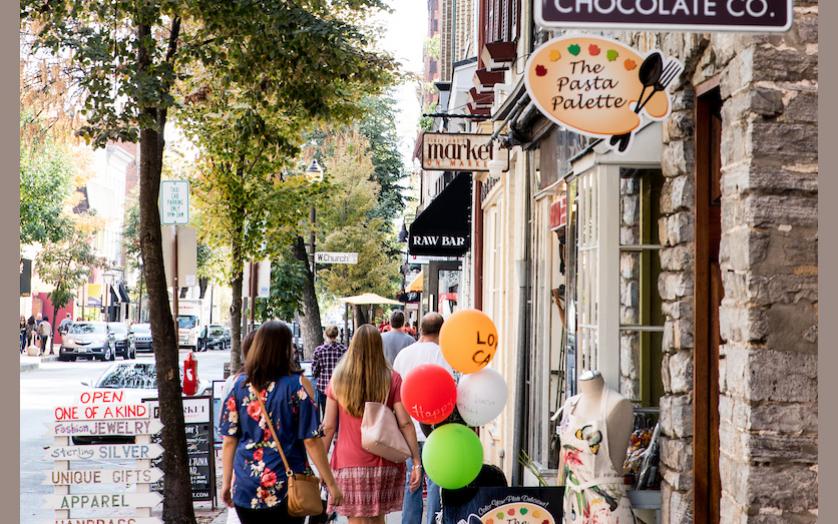 Visitors find many opportunities to browse and enjoy Downtown Frederick's popular shopping district.
