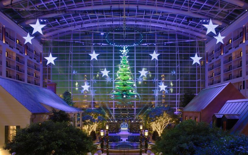 Gaylord Atrium at National Harbor Decorated for the Holidays