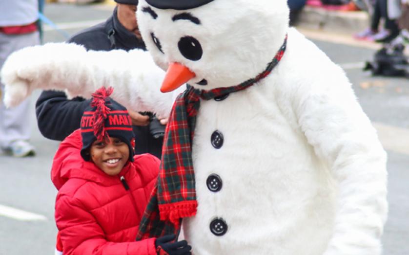 Boy with Frosty the Snowman