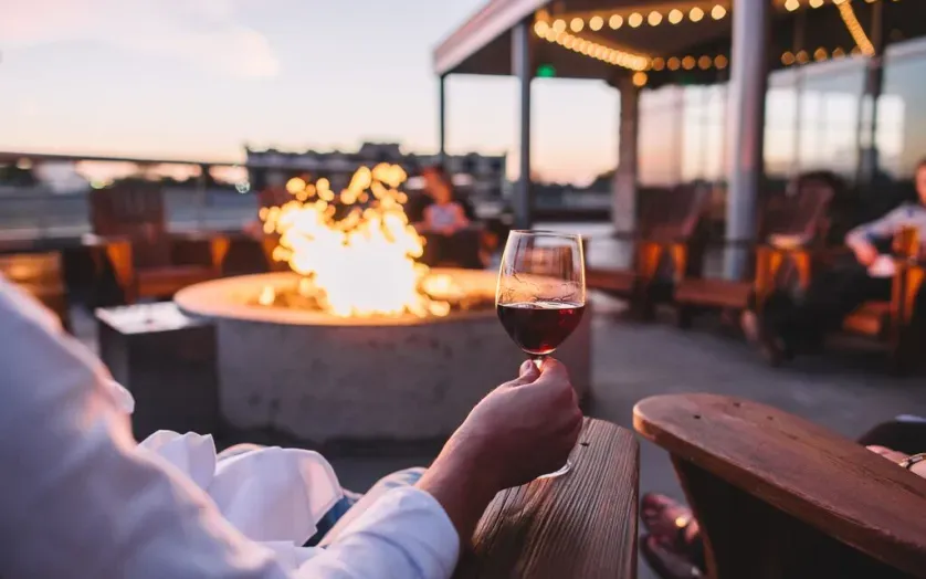 Relaxing with wine on the terrace