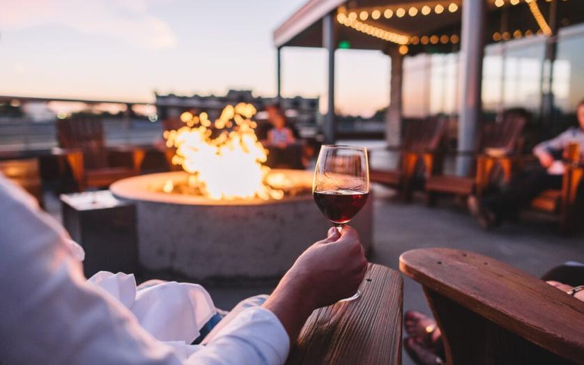 Relaxing with wine on the terrace