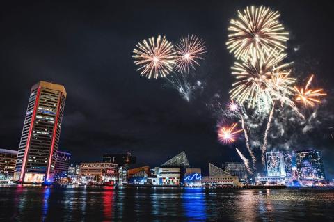 Fireworks in the Baltmore Inner Harbor