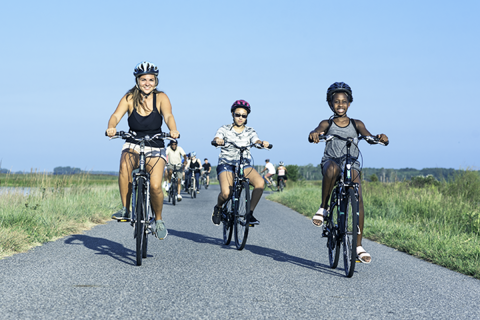 A group biking the trail at Blackwater National Wildlife Refuge