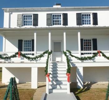 Piney Point Lighthouse decorated for Christmas Photo