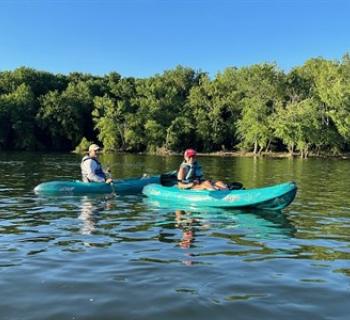 Kayaking on a mellow river. Photo