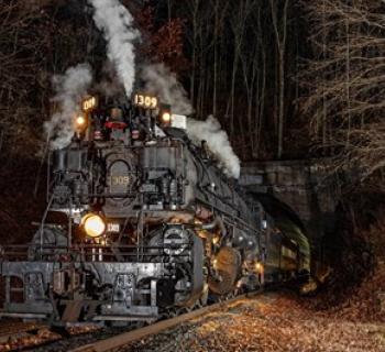 Steam Locomotive 1309 climbing the Alleghenies.  Photo