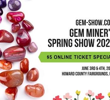 $5 ticket special banner with colorful tumbled gemstones Photo