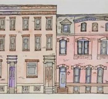 Drawing of homes in Butchers Hill Neighborhood Photo