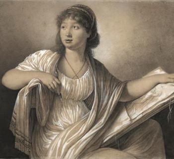 Anne Gueret. Portrait of an artist with a portfolio (Self-Portrait?) c. 1793. Photo