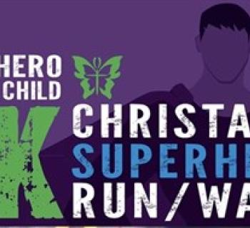 Superhero-themed Christalis 5K run/walk event banner Photo