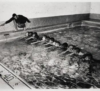 Irving Henry Phillips Sr. Druid Hill YMCA Swim Class. c. 1954 Photo