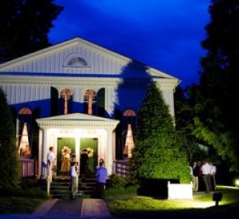 Historic Baldwin Hall night view. Photo