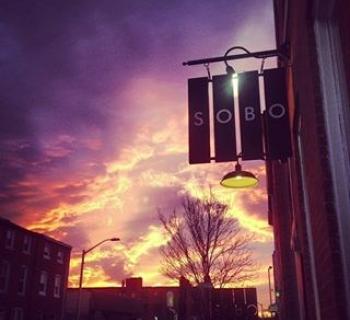 Sobo Café sign at sunset Photo