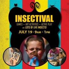 Image with event details and kid with butterfly on his nose Photo