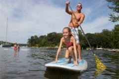 Family paddleboarding