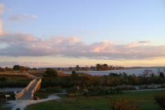 sunset view of land and bay