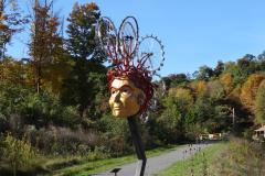 Sculpture on bike trail Sculpture made of recycled bike parts