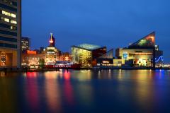 Baltimore Inner Harbor at Night by Mitch Lebovic This historic seaport is the unofficial center of it all in Baltimore, with museums, shopping and culinary hotspots.