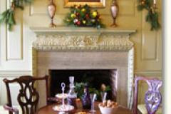 Colonial room decorated for the holidays