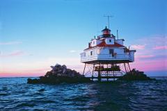 Accessible only by boat, Thomas Point Shoal Lighthouse is one of only 10 in the US designated a National Historic Landmark. Accessible only by boat, Thomas Point Shoal Lighthouse is one of only 10 in the country designated a National Historic Landmark.