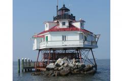 Accessible only by boat, Thomas Point Shoal Lighthouse is one of only 10 in the US designated a National Historic Landmark. Accessible only by boat, Thomas Point Shoal Lighthouse is one of only 10 in the country designated a National Historic Landmark.