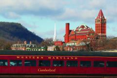 Cumberland is an historic town that has evolved into a vibrant arts community. Red train in Cumberland